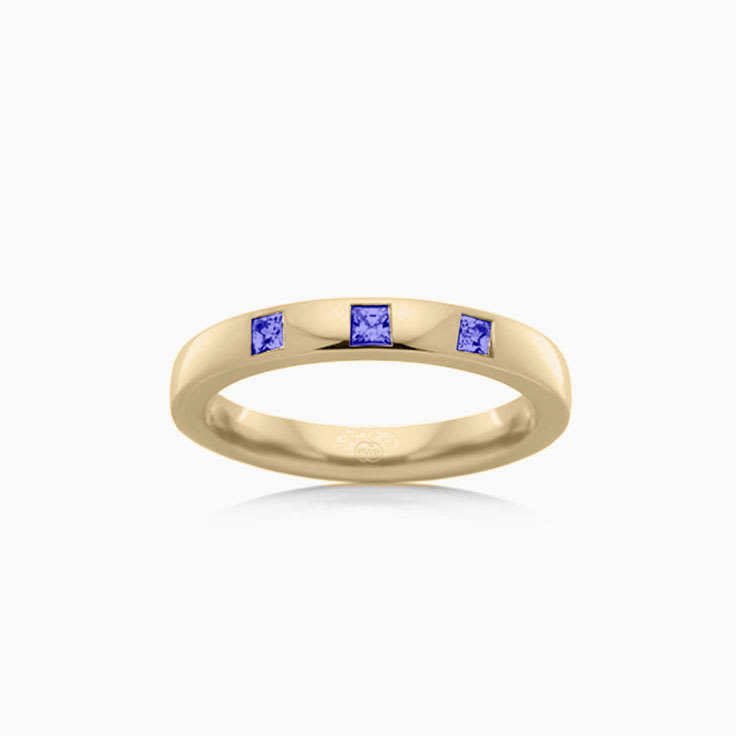 Tanzanite Three stone diamond ring