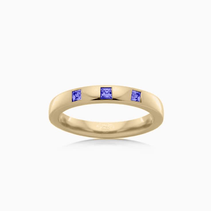 Tanzanite Three stone diamond ring
