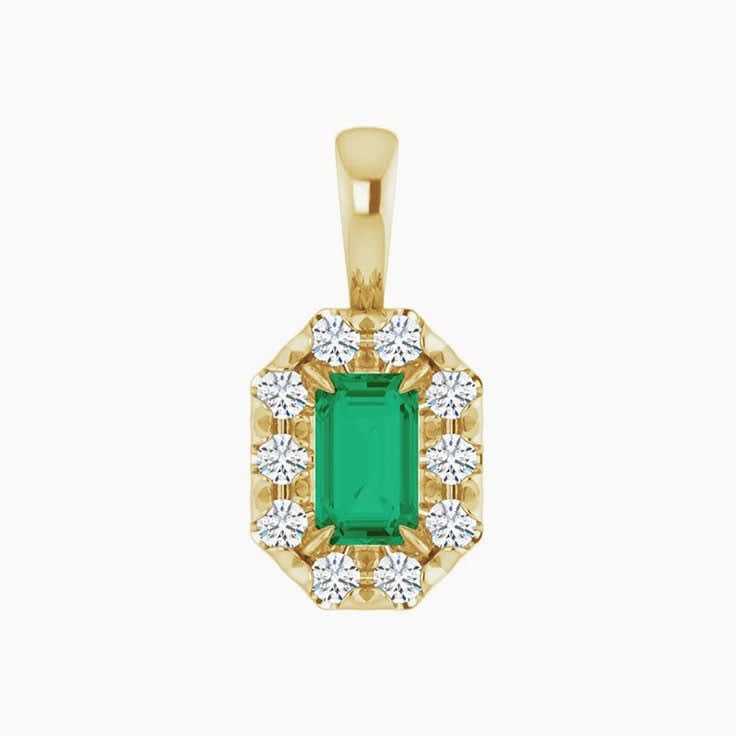 Emerald in Halo Style Pendant