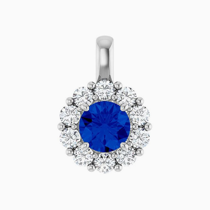 Blue Sapphire Natural Diamond Pendant