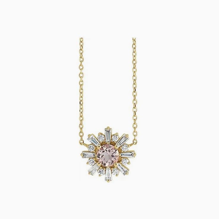 Pink Morganite and  Diamond Necklace