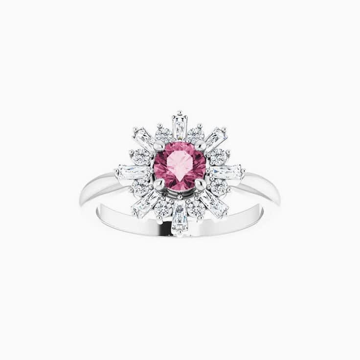 Pink Tourmaline Natural Diamond Ring