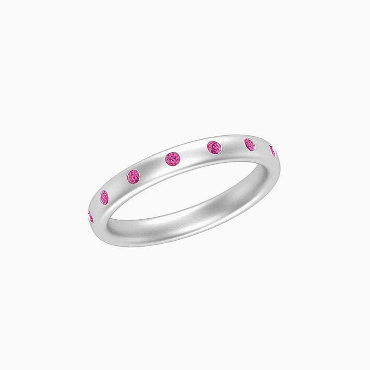 Drop set Pink Sapphire wedding band