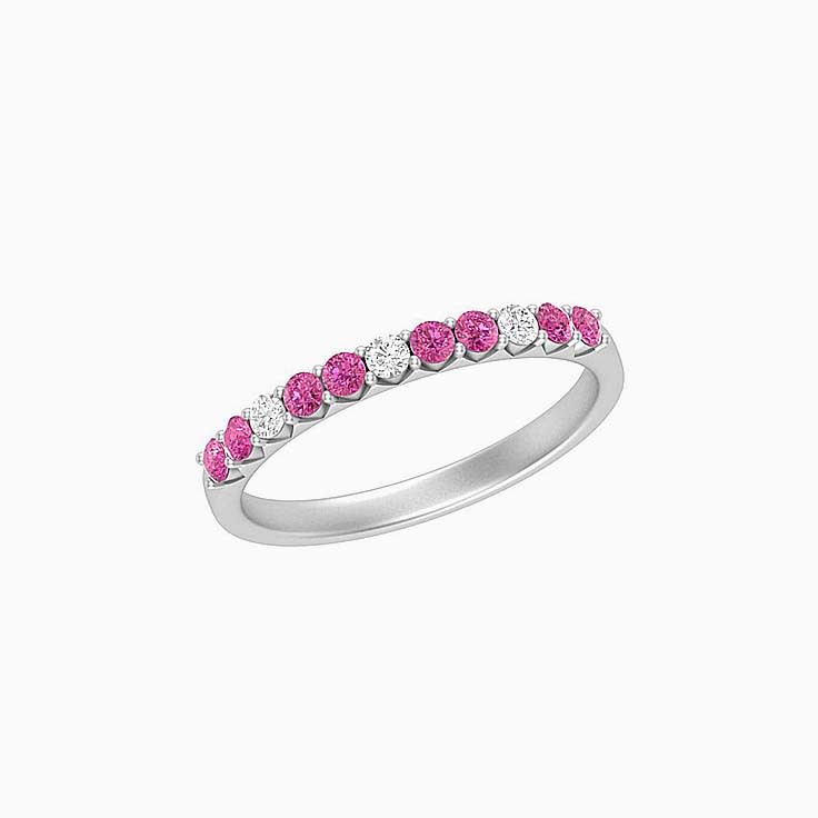 Pink Sapphire and diamond band