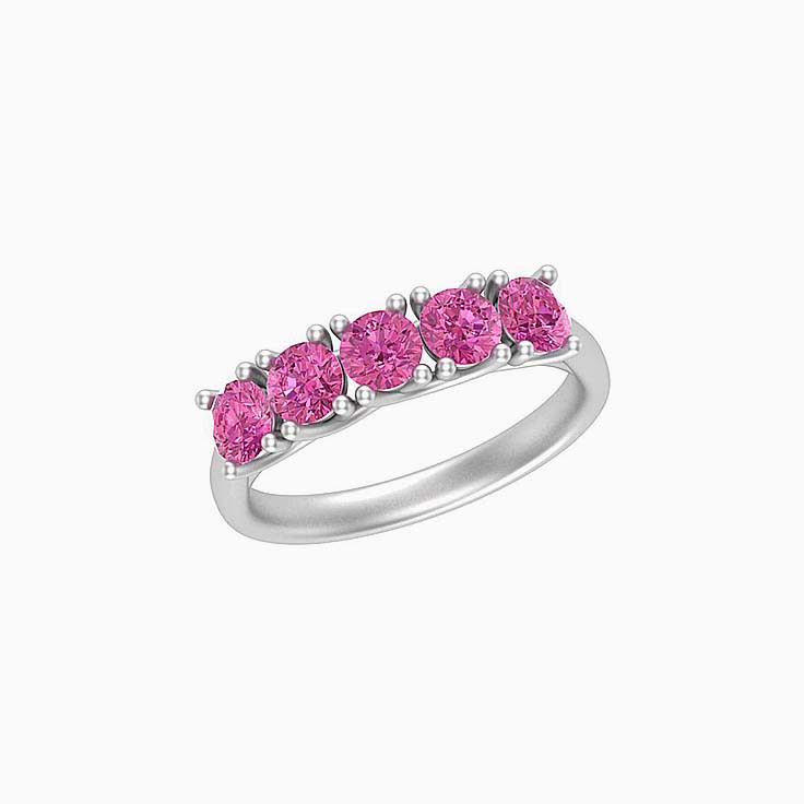 5 stone pink saphire band
