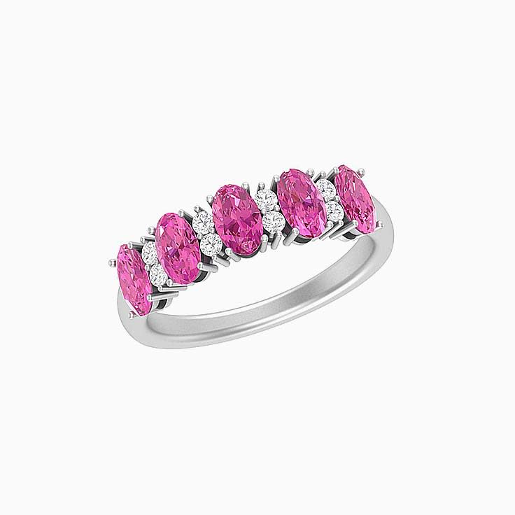 Oval pink sapphire and diamond ring