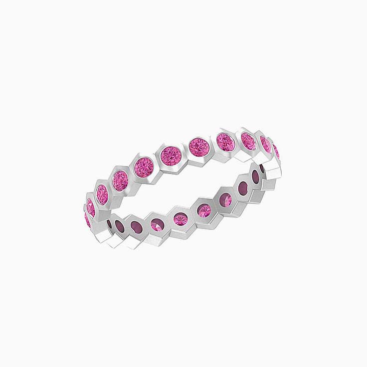 Pink sapphire eternity ring