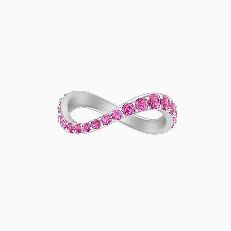 Wave pattern pink sapphire ring