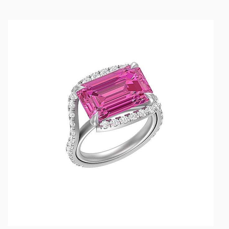 Pink Tourmaline and Diamond dress ring in 18ct