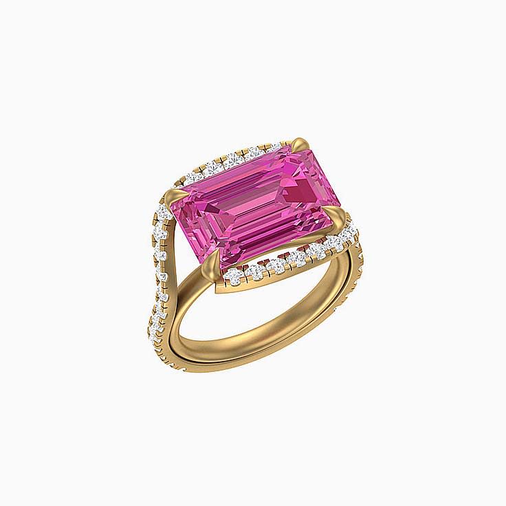 Pink Tourmaline and Diamond dress ring in 18ct
