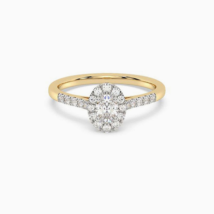 Petite oval halo diamond ring