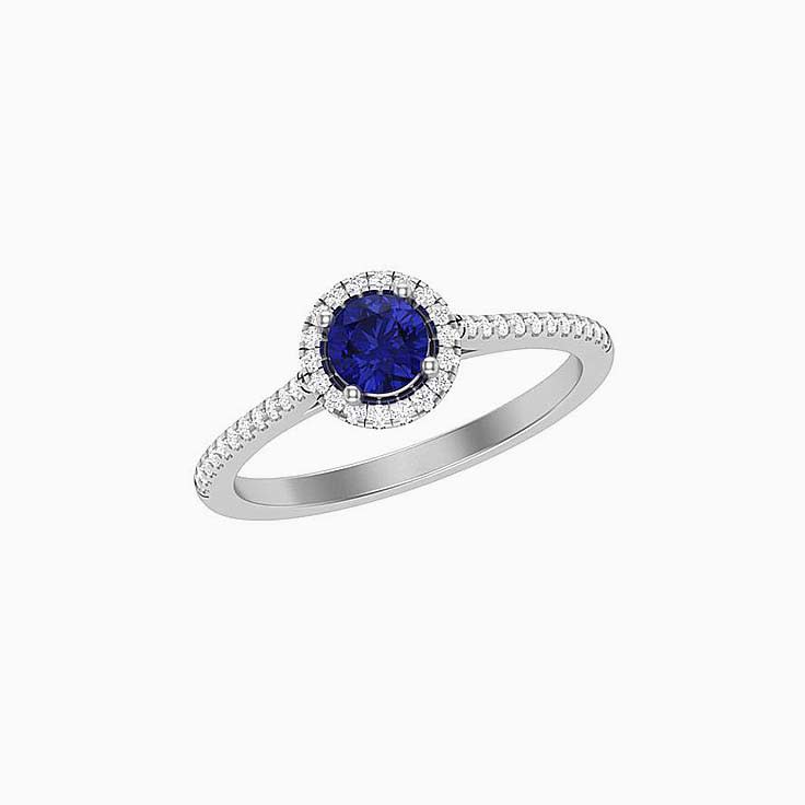 Round Tanzanite with diamond halo