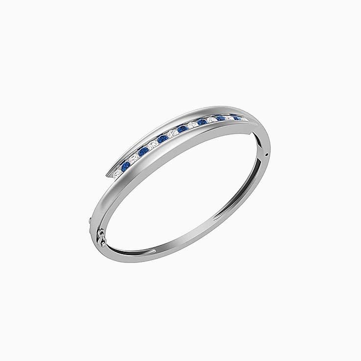 Crossover bangle with Sapphires and Diamonds in 9ct