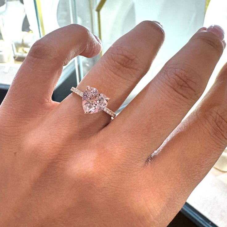 Heart shape morganite and diamond ring