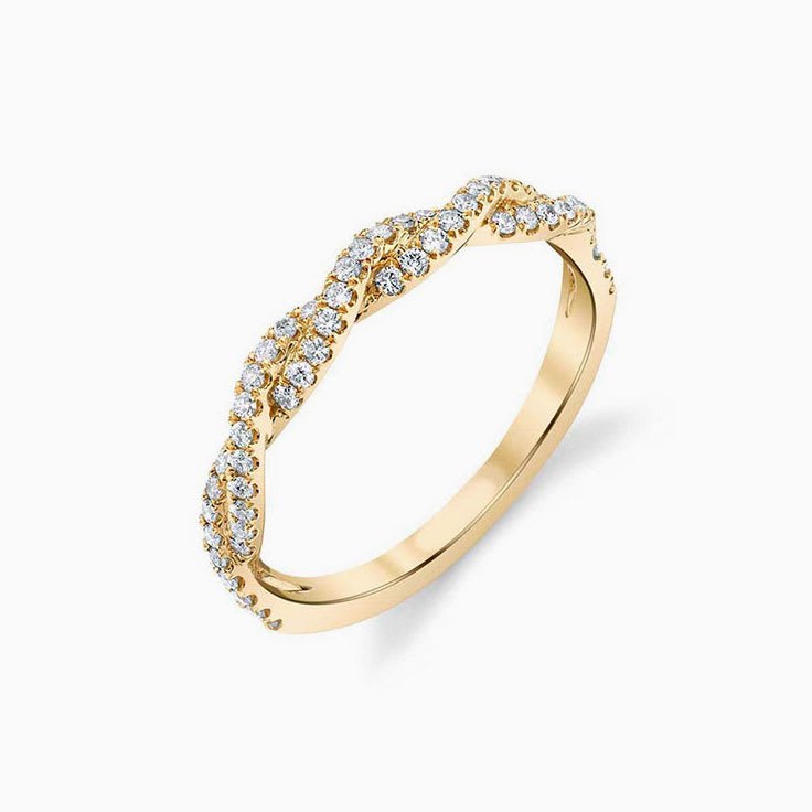 Round Cut Double Diamond Spiral Wedding Ring