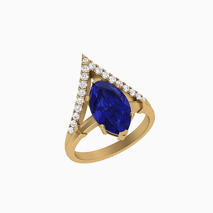 Marquise Engagement Dress ring with Tanzanite and Diamonds in 18ct.