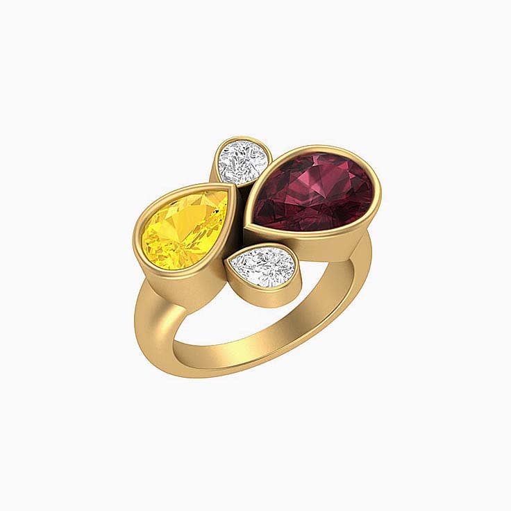 Coloured Gems and Diamonds in 9ct.