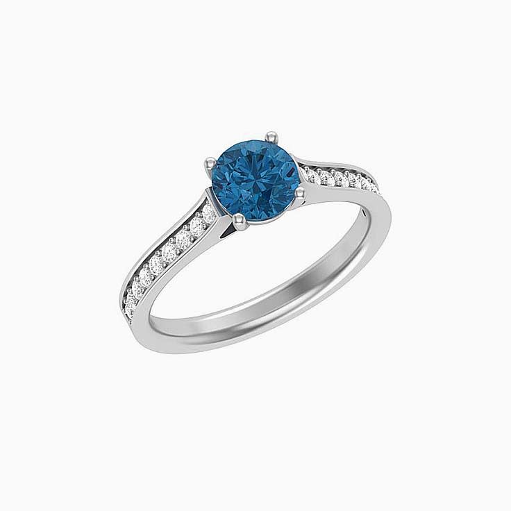 Round London blue topaz Diamond Ring