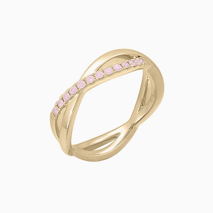 Rose Quartz Crossover Ladies diamond ring