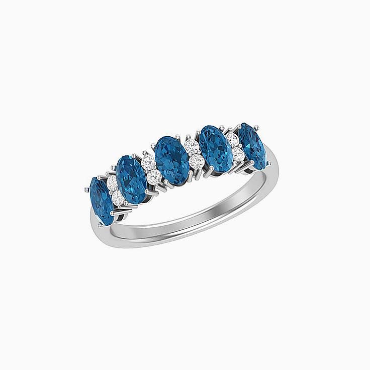 Oval London blue topaz And Diamond Ring