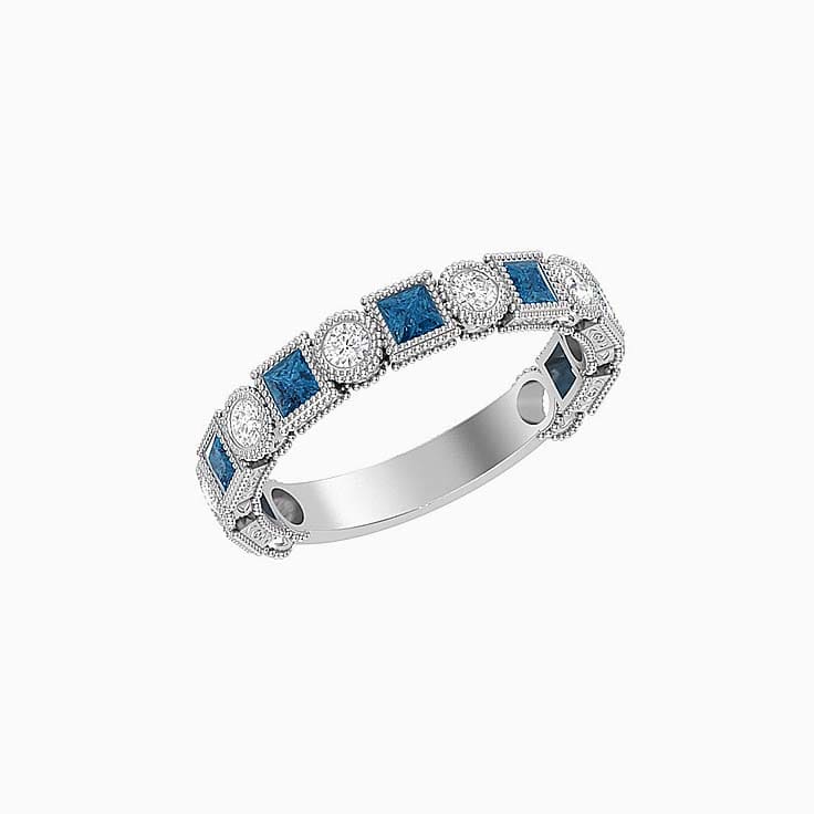 Art Deco London blue topaz Diamond Ring