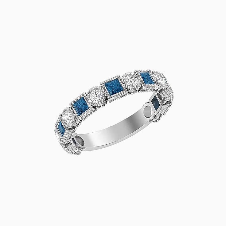 Art Deco London blue topaz Diamond Ring