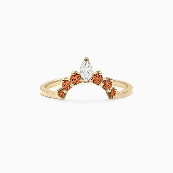 Orange Sapphire Marquise Fitted band
