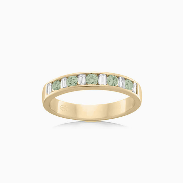 Green Amethyst Baguette and round diamond