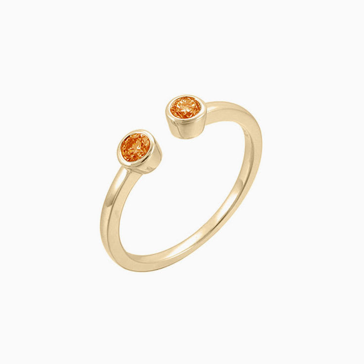 Spessartite Bezel Set Diamond Cuff ring