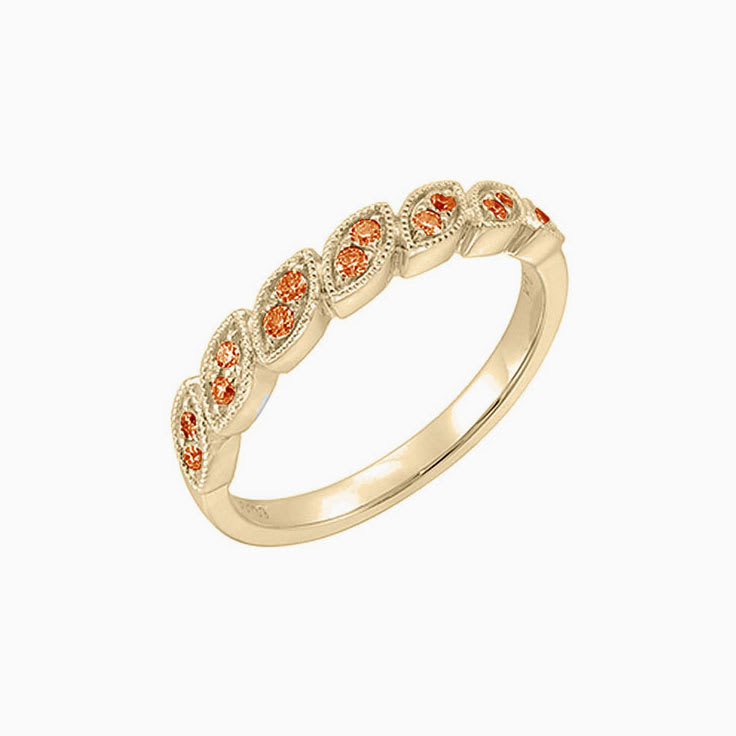 Spessartite Marquise pattern wedding ring