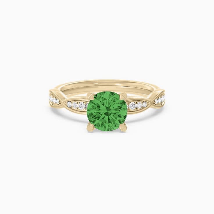 Tsavorite Round Hidden Halo Engagement Ring