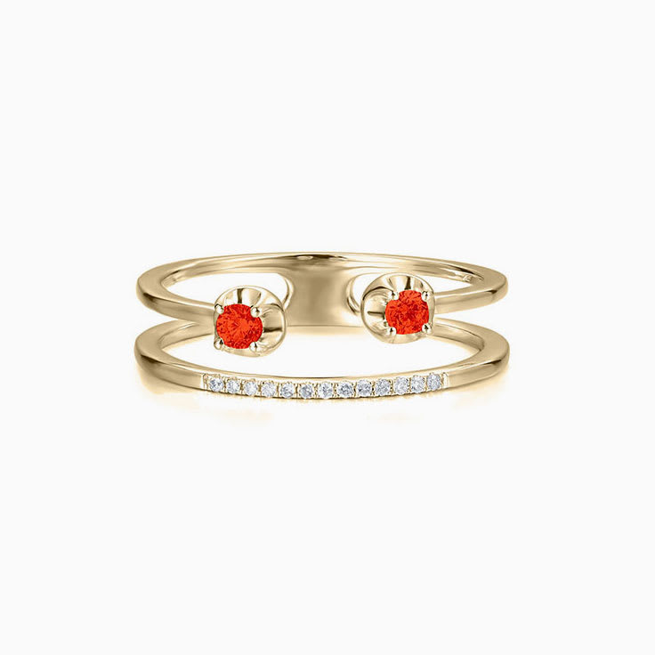 Fire Opal Double Band Ring