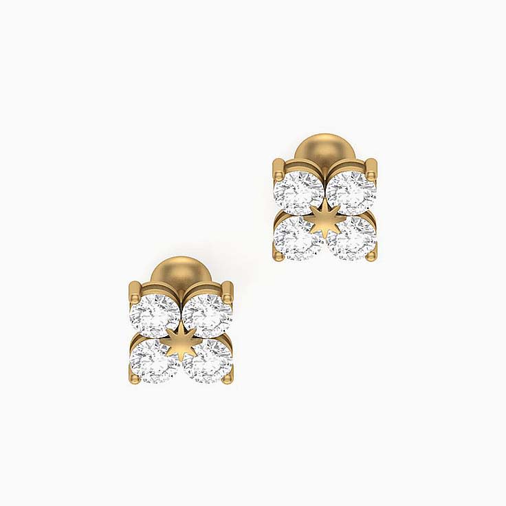Lab grown Diamond Flower earrings 18ct gold