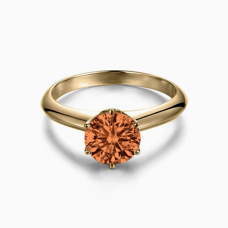 Orange Sapphire Classic Solitaire Ring