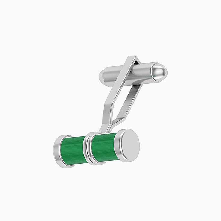 Cufflinks in 18ct gold with Malachite stone bar