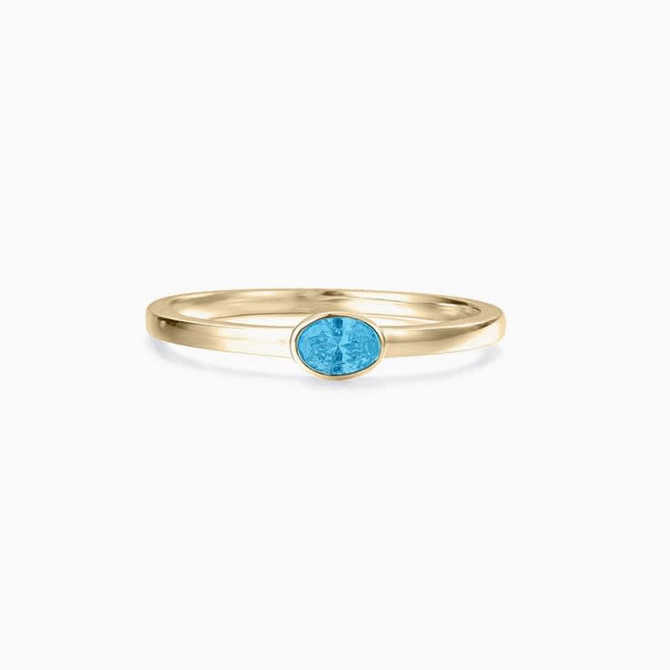 Swiss blue topaz Oval Drop Set Ring