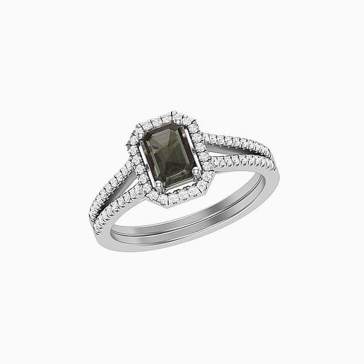 Alexandrite With Halo Engagement Ring