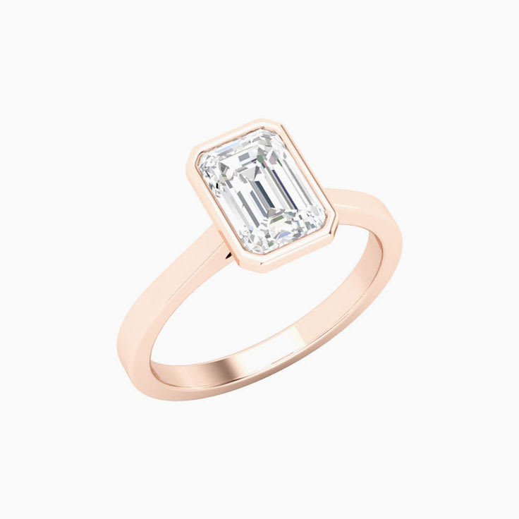 Bezel Set Lab Emerald Cut