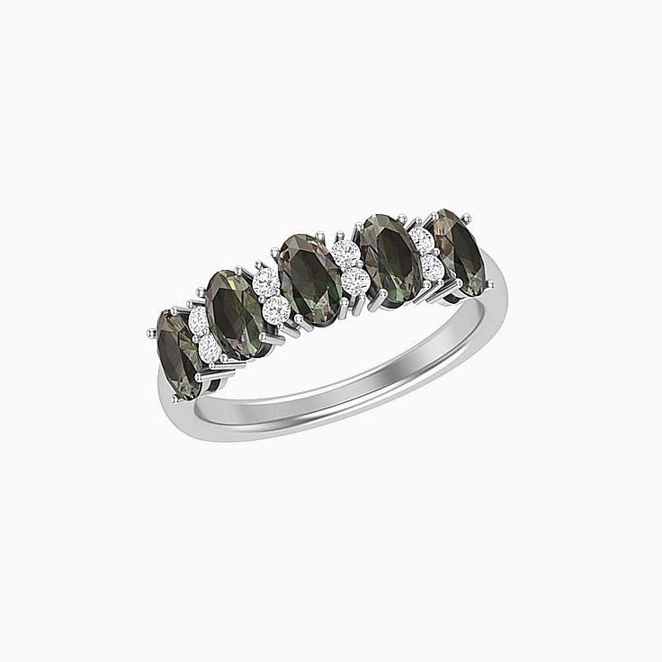 Oval Alexandrite And Diamond Ring