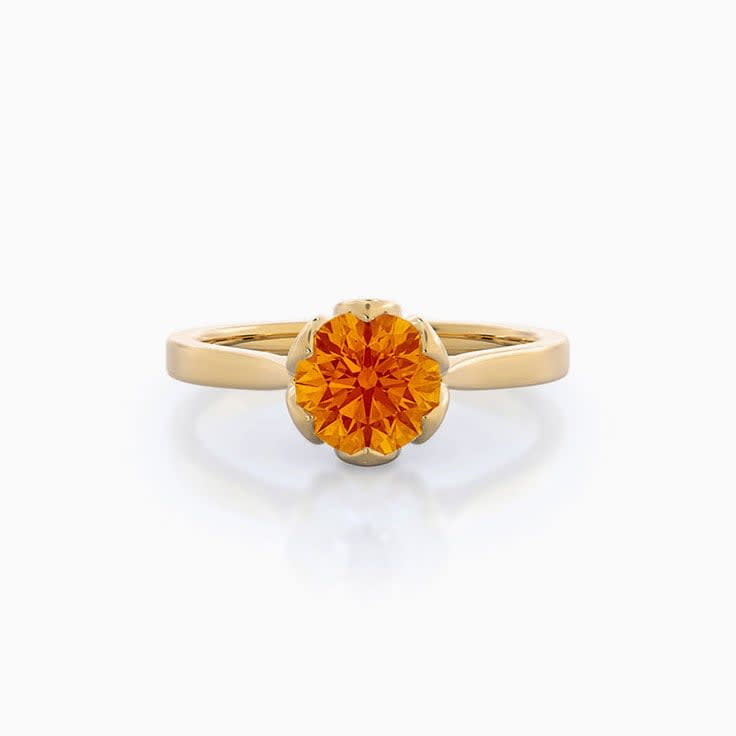 Orange Zircon Round Diamond Ring