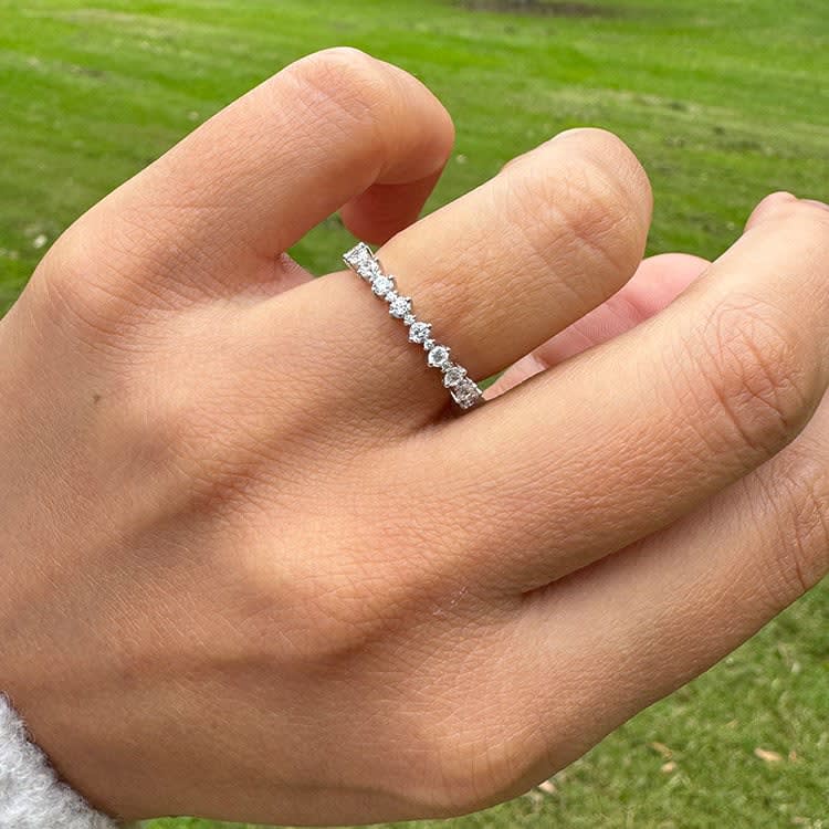 Round petite diamond wedding band