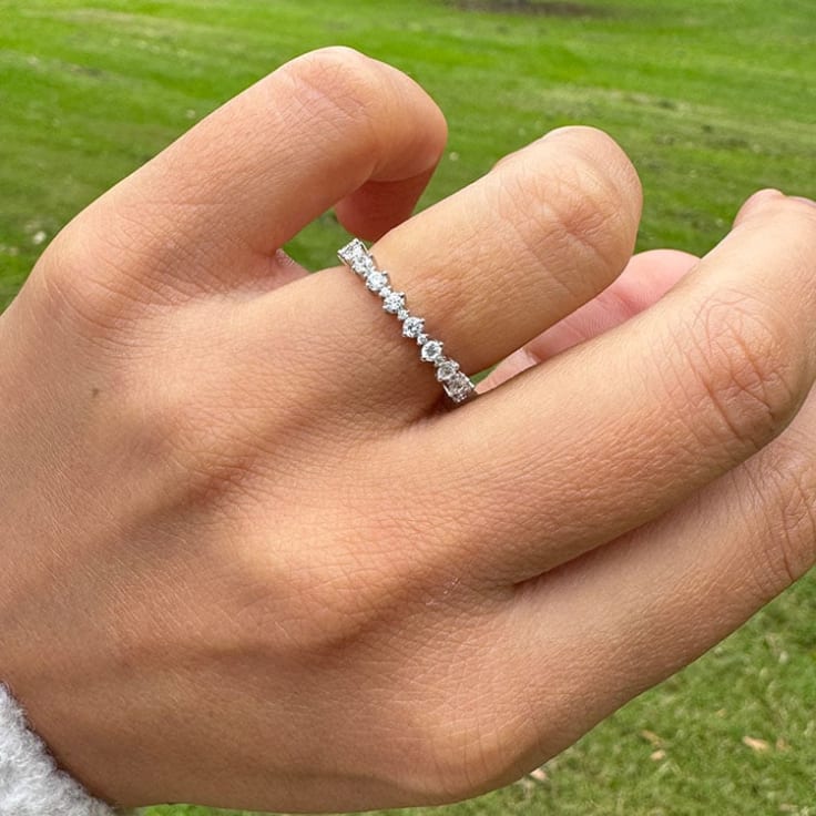 Round petite diamond wedding band