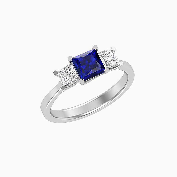 Blue Sapphire Trilogy Ring