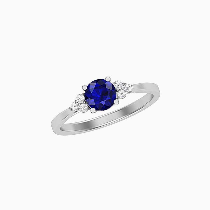 Blue Sapphire With Round Diamonds