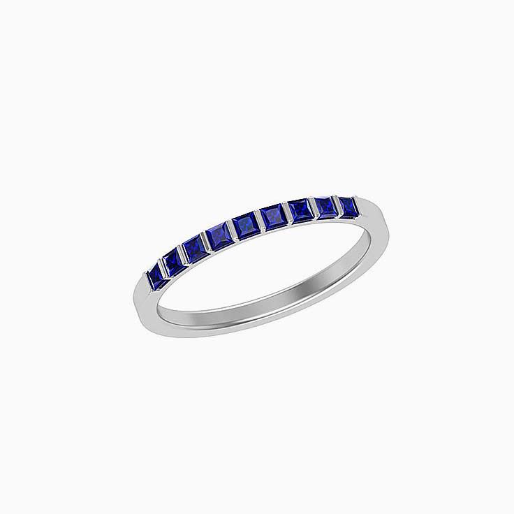 Princess Cut Blue Sapphire Band