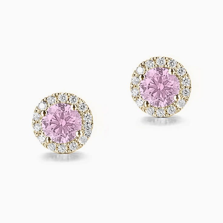 Kunzite Diamond Halo Studs