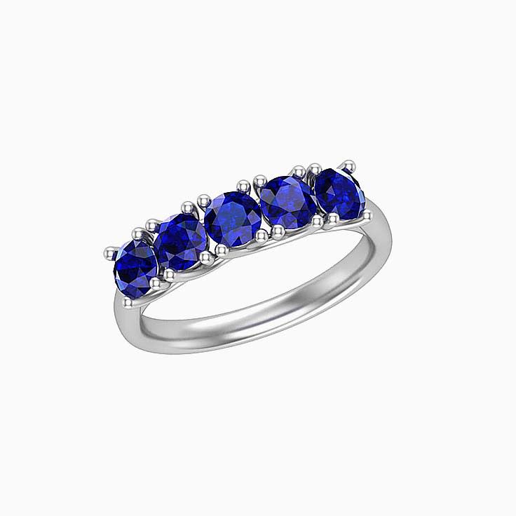 5 Stone Blue Sapphire Band