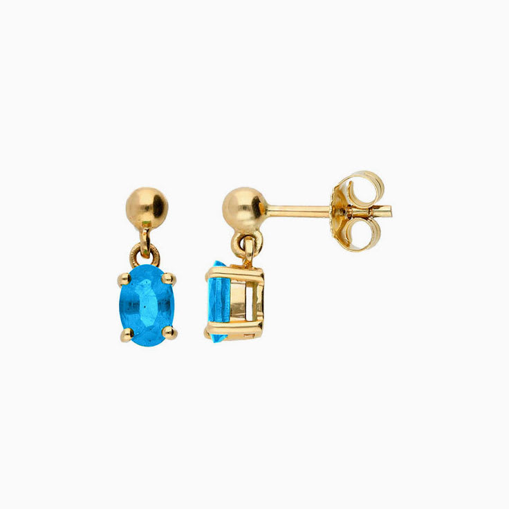 swiss blue topaz Oval Drop Earrings