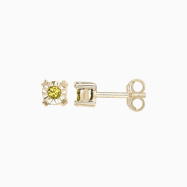 Yellow Sapphire Diamond Solitaire Studs