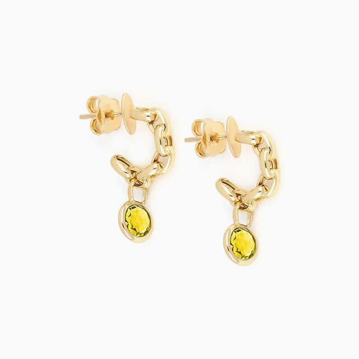 Yellow Sapphire Moon Circle Earring